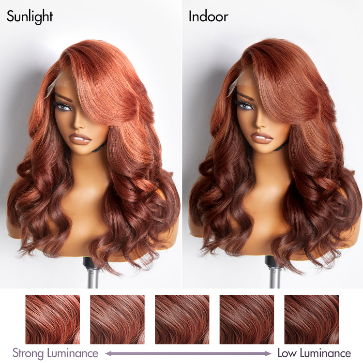 Limited Design | Copper Brown Ombre Layered Cut Glueless 5x5 Closure HD Lace Wig