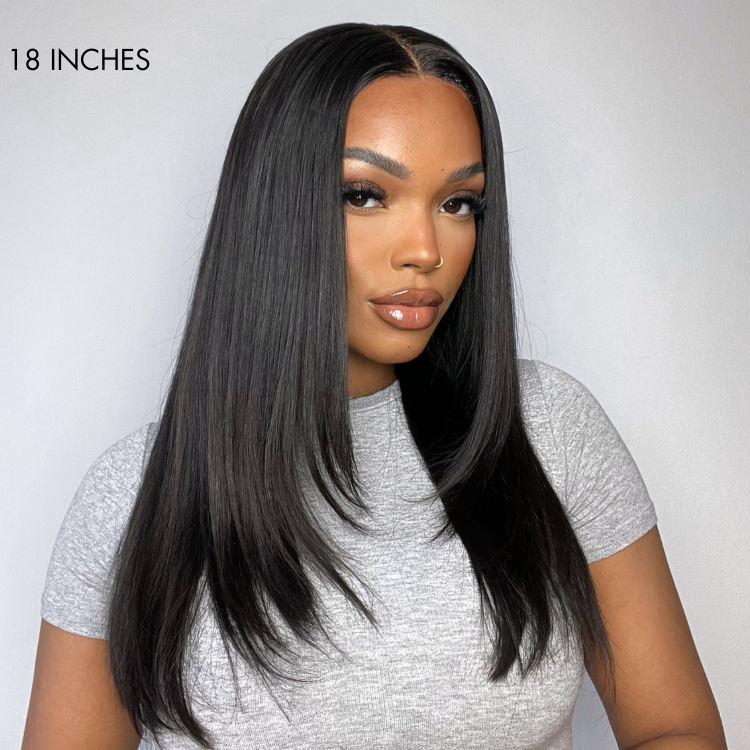 Layered Cut Soft Silky Straight Ear-to-ear Mid Part 13x4 Frontal Lace Wig