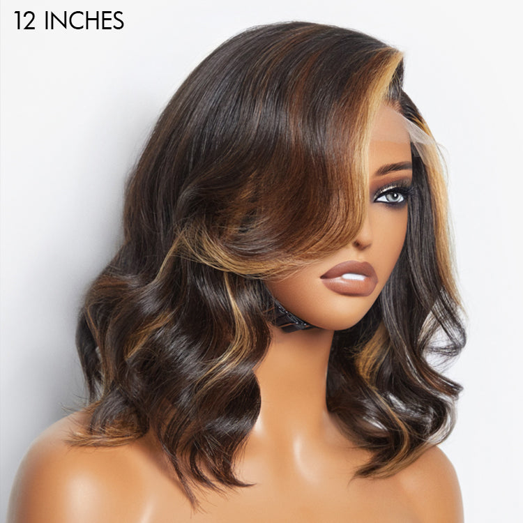 Limited Design | Brown Blonde Combo Highlight Loose Wave Glueless 5x5 Closure HD Lace Bob Wig