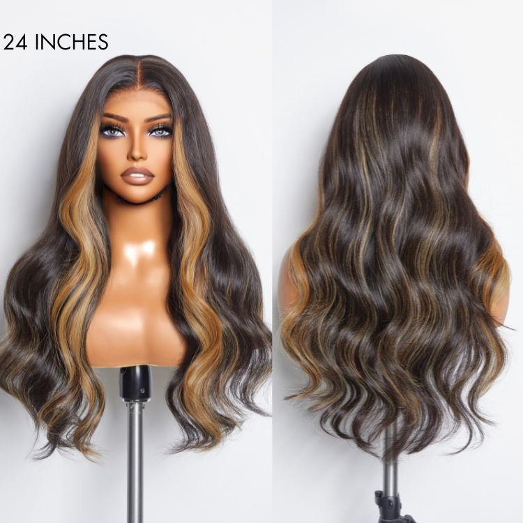 【16 inches = $169.9】Blonde Highlight Big Loose Wave 5x5 Closure HD Lace Glueless Mid Part Wig 100% Human Hair
