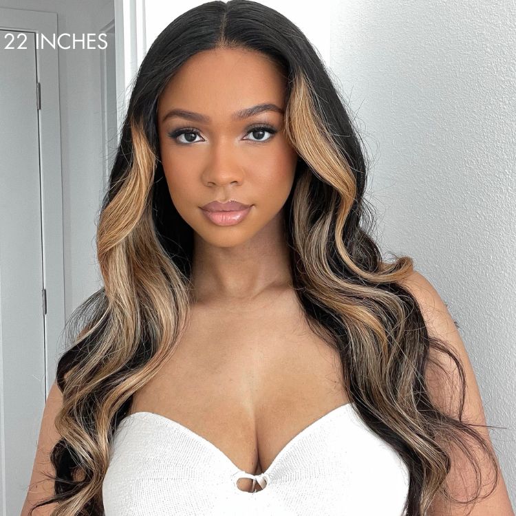 Blonde Highlight Big Loose Wave 5x5 Closure HD Lace Glueless Mid Part Wig 100% Human Hair