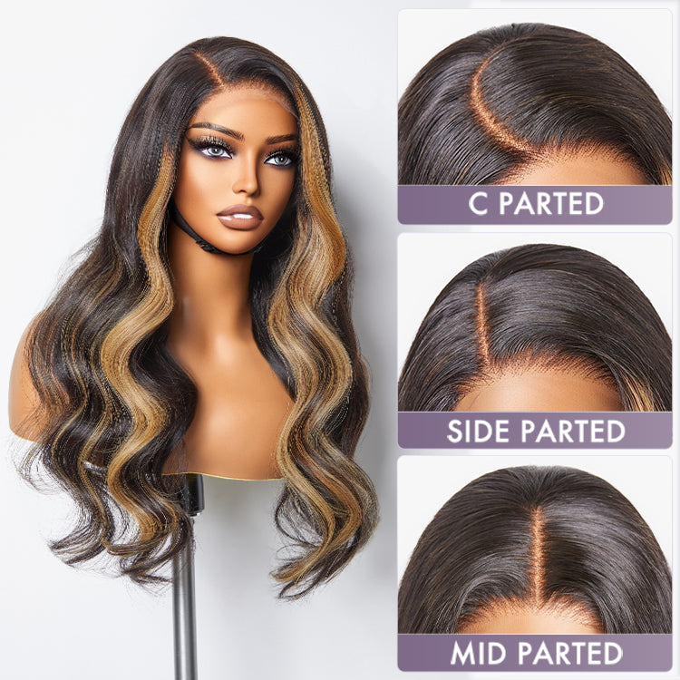 【16 inches = $169.9】Blonde Highlight Big Loose Wave 5x5 Closure HD Lace Glueless Mid Part Wig 100% Human Hair