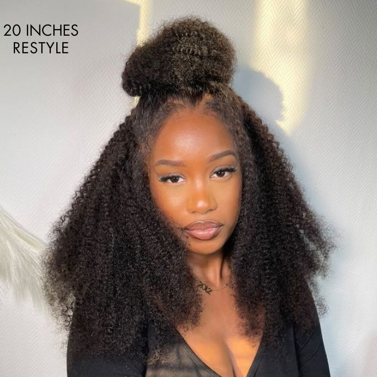 【16 inches = $199.9】Afro Curly Glueless Free Parting Undetectable Invisible 13x4 Lace Frontal Wig | Real HD Lace