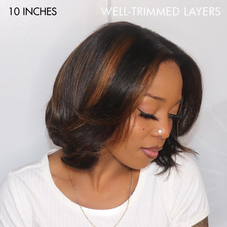 Limited Design | Blonde Highlights Glueless 5x5 Closure HD Lace Stacked Bob Wig | Large & Small Cap Size