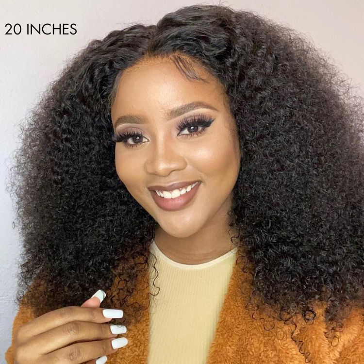 Luvme Hair 180% Density |  Bouncy Fluffy Afro Curls C Part Glueless 5x5 Closure Lace Wig Pre-bleached