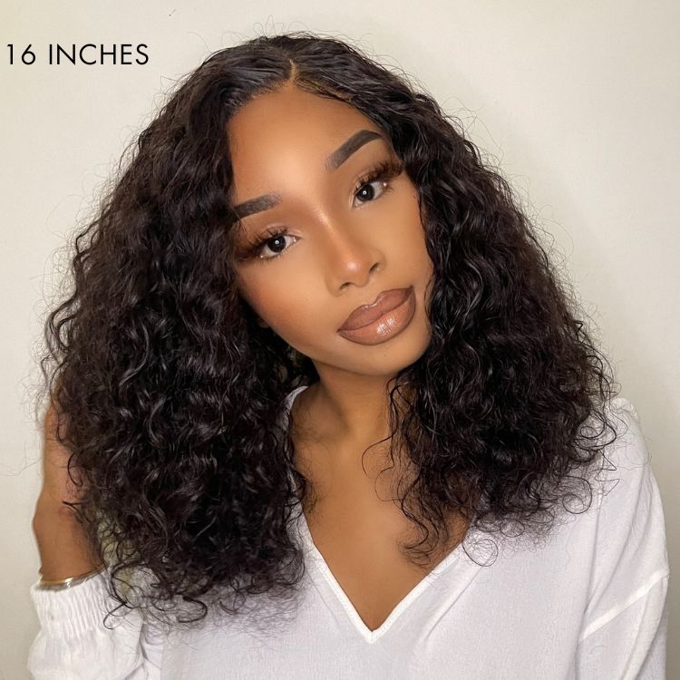 Shoulder-length Pre-plucked Black / Chesnut Brown Glueless Bouncy Curls Minimalist Undetectable HD Lace Long Wig 100% Human Hair