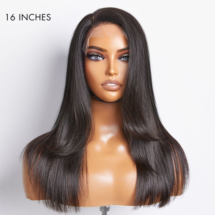 Limited Design | Layered Bangs Silky Straight Glueless 5x5 Closure HD Lace Wig