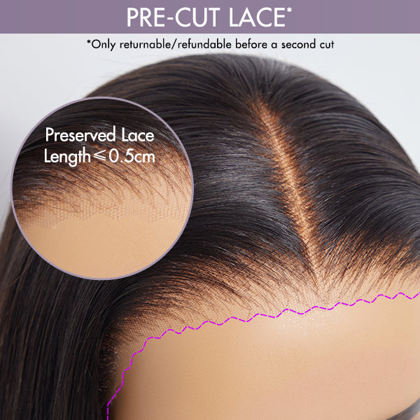 Layered Cut Soft Silky Straight Ear-to-ear Mid Part Glueless 5x5 Closure Lace / 13x4 Frontal Lace Wig