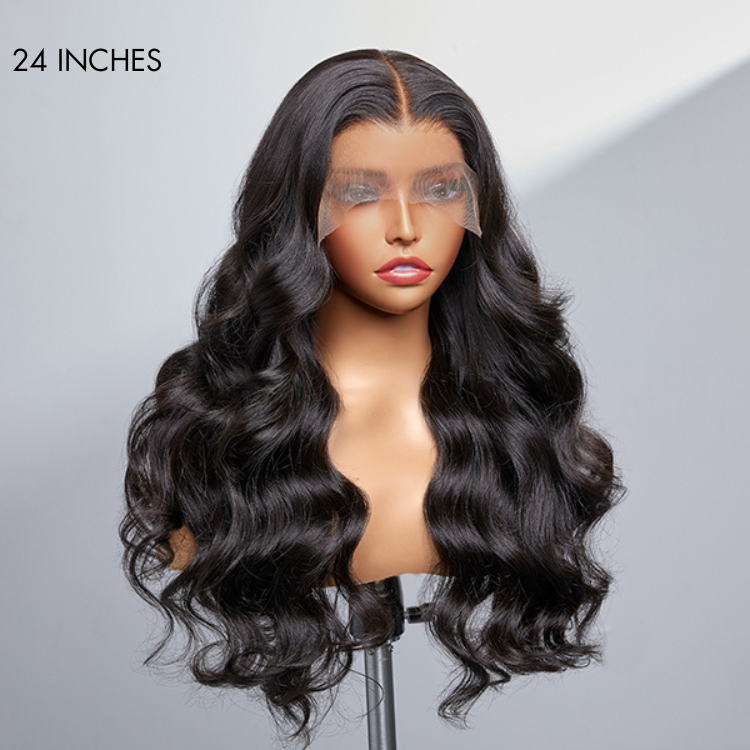 200% Mega Density | Natural Black Body Wave 5x5 Closure Lace Glueless Long Wig 100% Human Hair