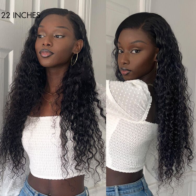 4C Edges | Right Side Part Glueless 5x5 Closure / 13x4 Frontal HD Lace Ear To Ear Fluffy Water Wave Wig