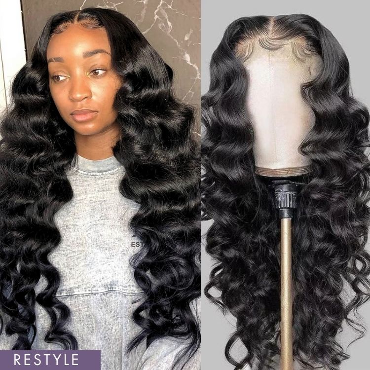Luvmehair Breathable Cap Deep Left C Part Water Wave Glueless 5x5 Closure HD Lace Wig, 20 Inches