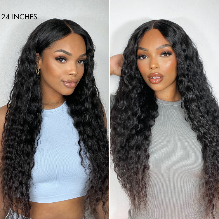 【22 inches = $179.9】Boho-Chic | Flowy Bohemian Curly 5×5 Closure Lace Glueless Mid Part Long Wig 100% Human Hair