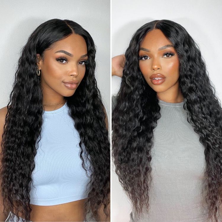 【22 inches = $179.9】Boho-Chic | Flowy Bohemian Curly 5×5 Closure Lace Glueless Mid Part Long Wig 100% Human Hair