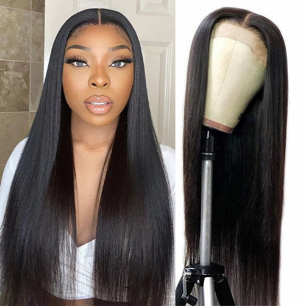 【22 inches = $182.9】Effortless Straight 4x4 Closure Lace Glueless Mid Part Long Wig 100% Human Hair