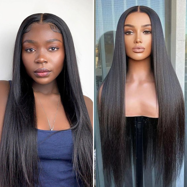 【22 inches = $182.9】Effortless Straight 4x4 Closure Lace Glueless Mid Part Long Wig 100% Human Hair