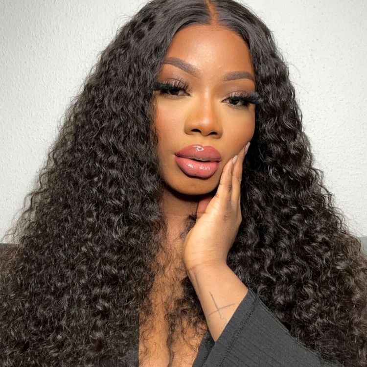 【22 inches = $189.9】Deep Wave 4x4 Closure Lace Glueless Mid Part Long Wig 100% Human Hair