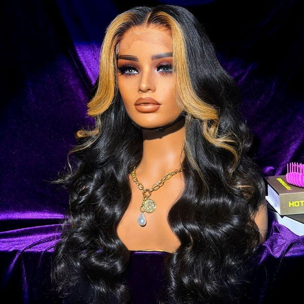 Luvme Hair 180% Density | Face-framing Blonde Highlight Layered Cut Loose Body Wave 5x5 Closure Undetectable HD Lace Wig, 24 Inches / Yes (+$5.00)