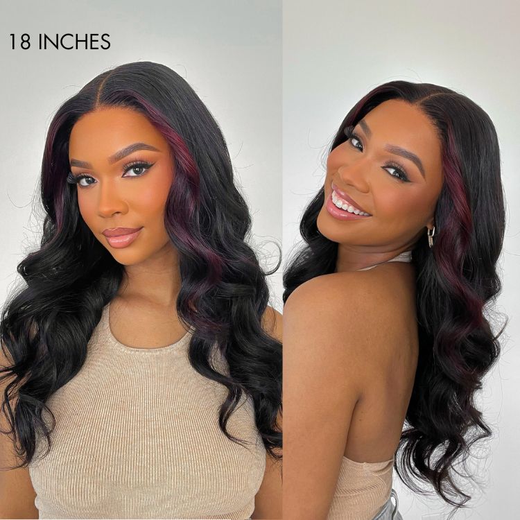 Luvme Hair 180% Density | Elegant Burgundy Highlight Layered Cut Loose Body Wave 5x5 Closure Undetectable HD Lace Wig