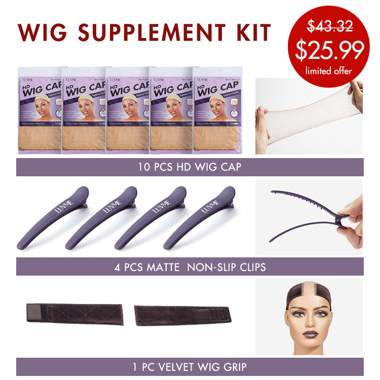 Glueless Installation Kit | HD Wig Cap (10pcs) + 1pc Velvet Band + Hair Clips (4pcs / 1 Set)
