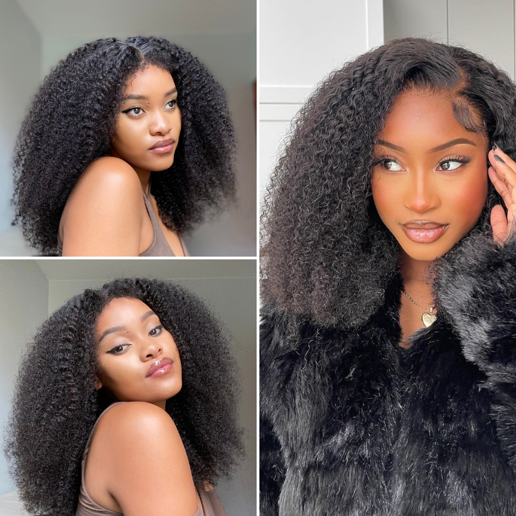 Afro Curly 13x4 Frontal HD Lace Glueless Free Part Long Wig 100