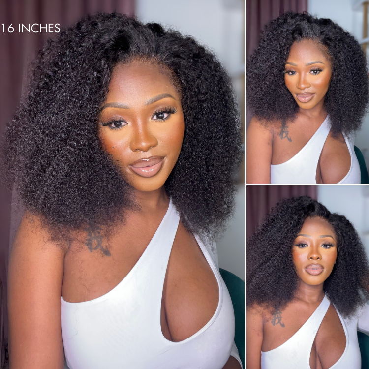 Afro Curly 13x4 Frontal HD Lace Glueless Free Part Long Wig 100% Human Hair | Large & Small Cap Size