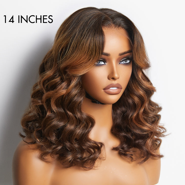 Ombre Brown Loose Wave Minimalist HD Lace Glueless C Part Short Wig 10 –  Luvme Hair