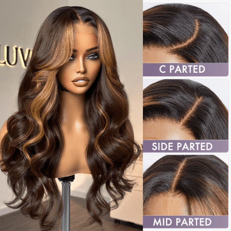 Breathable Cap Brown Highlight Loose Wave Glueless 5x5 Closure HD Lace ...