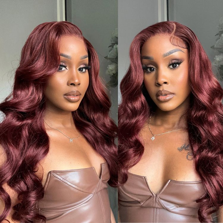 Reddish Brown Left C Part Loose Wave Glueless 5x5 Closure Lace Wig Ready to Go