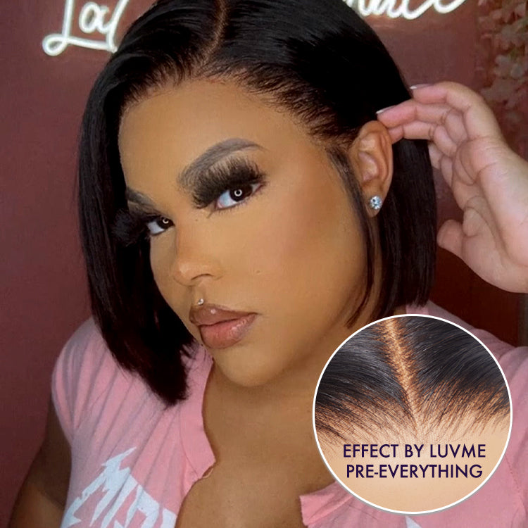 PreMax Wigs | Super Natural Hairline Silky Blunt Cut Glueless 13x4 Frontal Lace Human Hair Short Bob Wig