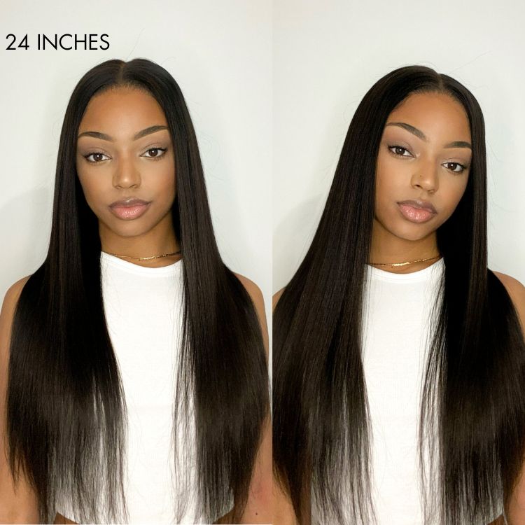 Silky Straight U Part Quick & Easy Affordable 100% Human Hair Wig (Get One Clip Free)