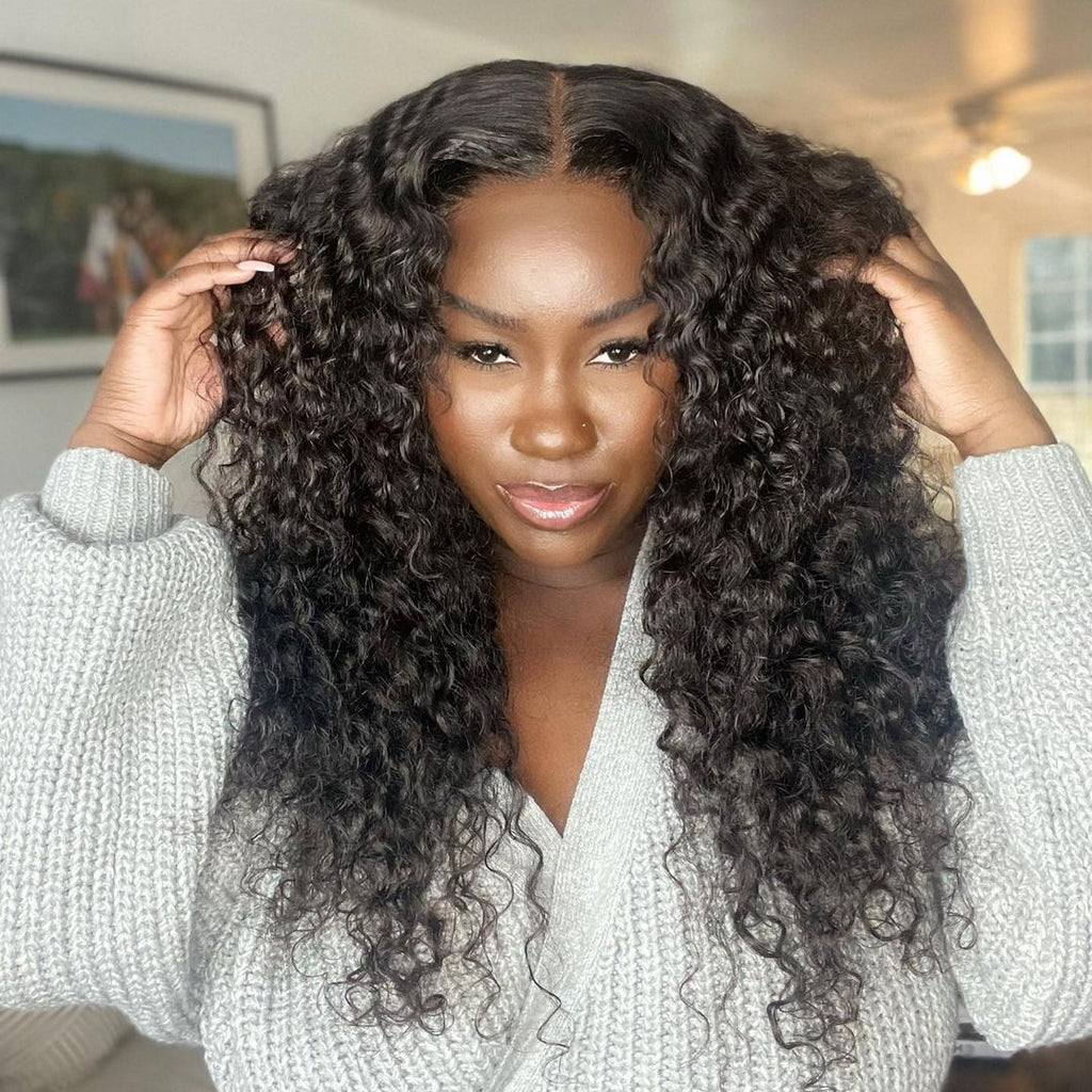 Deep Wave U Part Quick & Easy Affordable 100% Human Hair Wig (Get One Clip Free)
