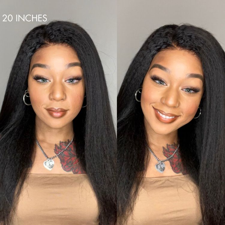 Kinky Straight U Part Quick & Easy Affordable 100% Human Hair Wig (Get One Clip Free)
