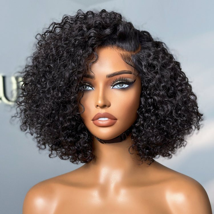 Go Natural Ease | Short Cut Curly Minimalist HD Lace Glueless Side Part Wig 100% Human Hair
