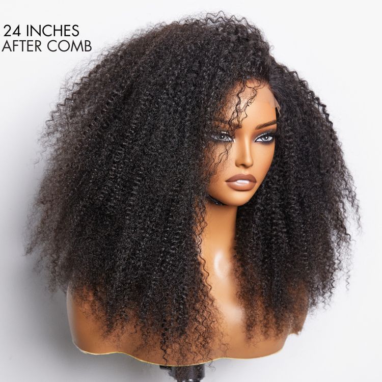 Luvme Hair 180% Density |  Bouncy Fluffy Afro Curls C Part Glueless 5x5 Closure Lace Wig Pre-bleached