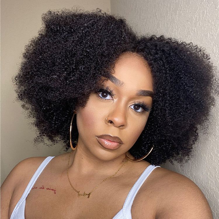 Natural Bouncy Fluffy Jerry Curl Glueless 5x5 Closure HD Lace Wig Ready To Go
