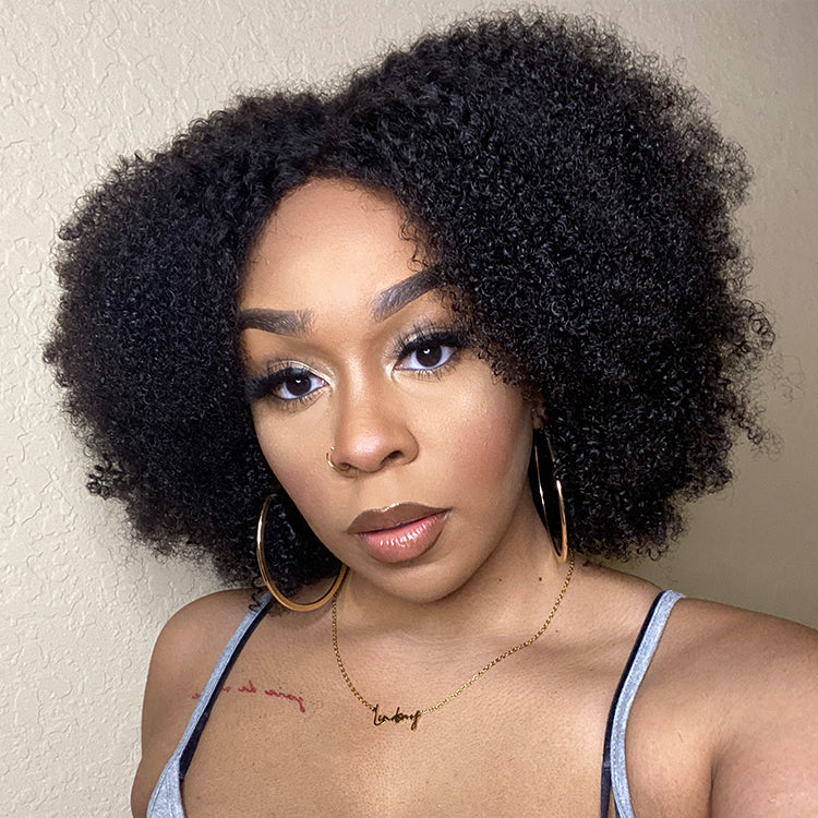 Natural Bouncy Fluffy Jerry Curl Glueless 5x5 Closure HD Lace Wig Ready to Go