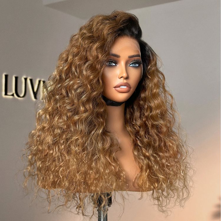 Sun-kissed Ombre Blonde Water Wave Glueless 13x4 Lace Front Wig Free Part