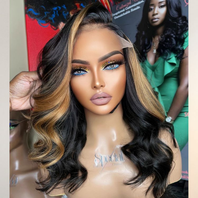 Copper Highlights Loose Body Wave Glueless 5x5 Closure Lace Wig Face-Framing