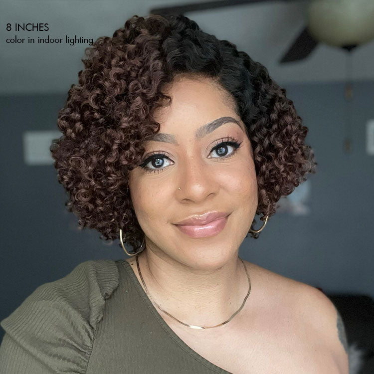 Ombre Brown Fluffy Kinky Curl Glueless Minimalist HD Lace Wig Ready To Go