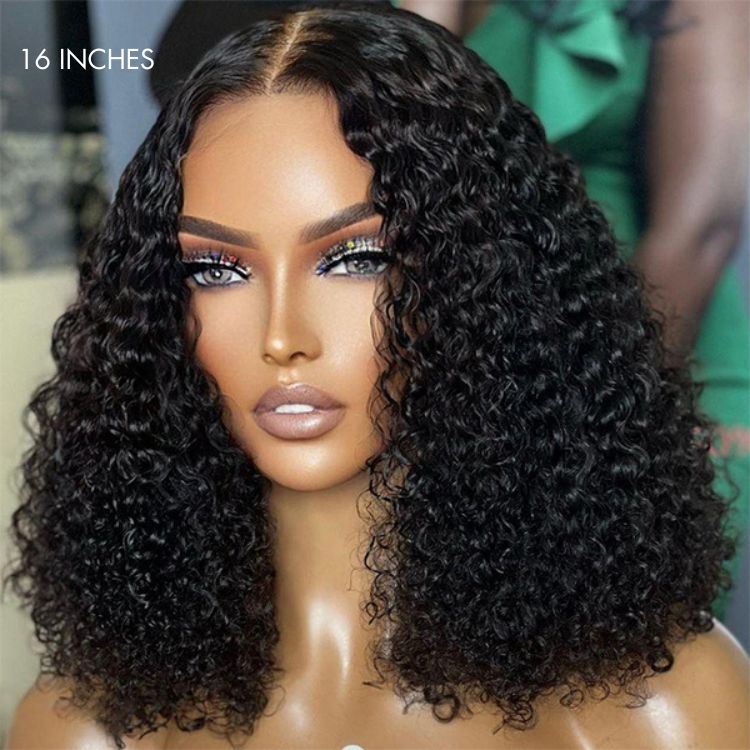 Kinky Curly Natural Black Glueless 5x5 Closure HD Lace Wig Ready To Go | Large & Small Cap Size