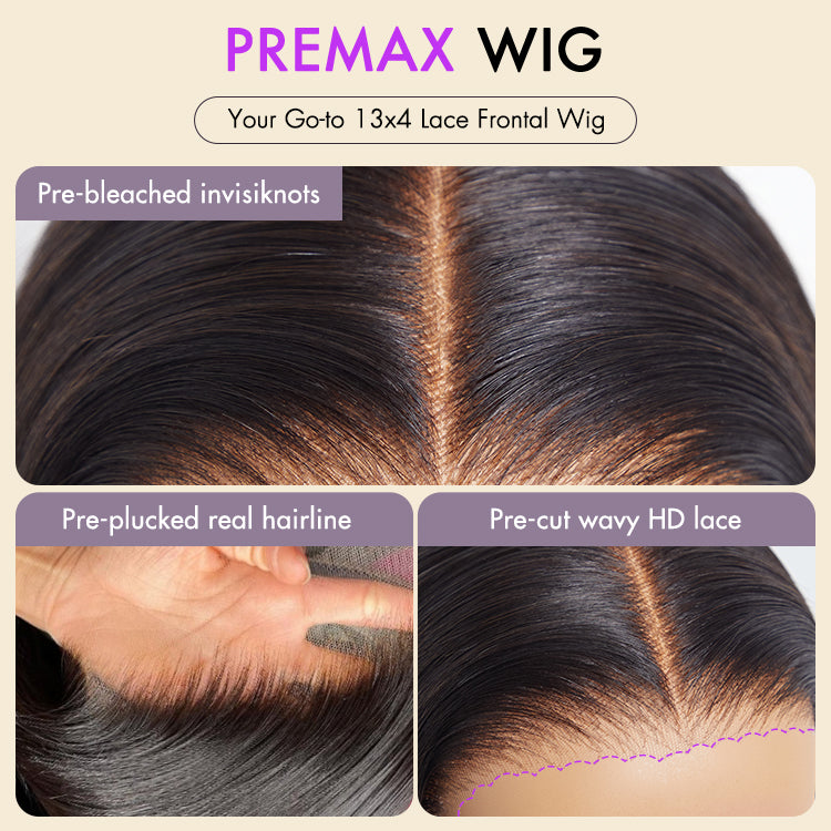 PreMax Wigs | HD Lace Super Natural Hairline Silky Straight Glueless 13x4 Frontal Lace Wig Human Hair