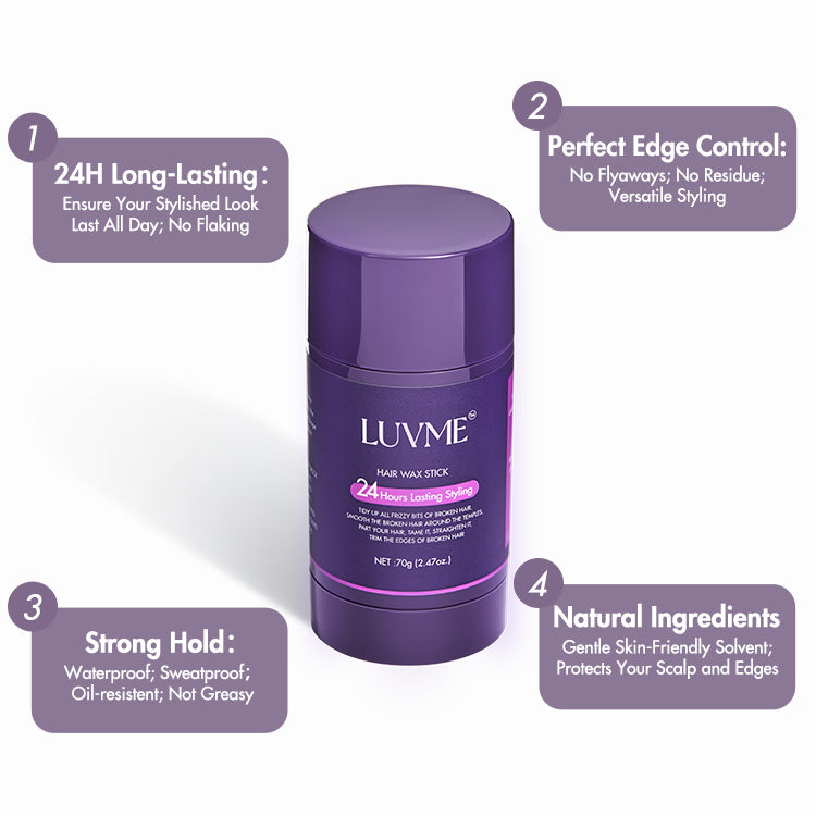Hair Wax Stick 24 Hours Lasting for Flyaways, Edge Control, Baby Hair, Non-greasy Styling | US Only
