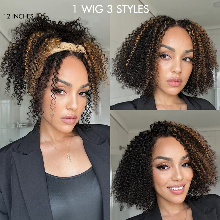 4C Edges | Highlight Afro Curls Glueless 5x5 Closure Undetectable HD Lace Wig