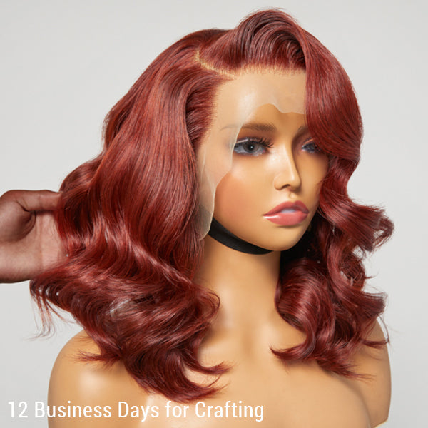 Limited Design | Copper Red Loose Body Wave 13x4 Frontal Lace C Part Long Wig 100% Human Hair