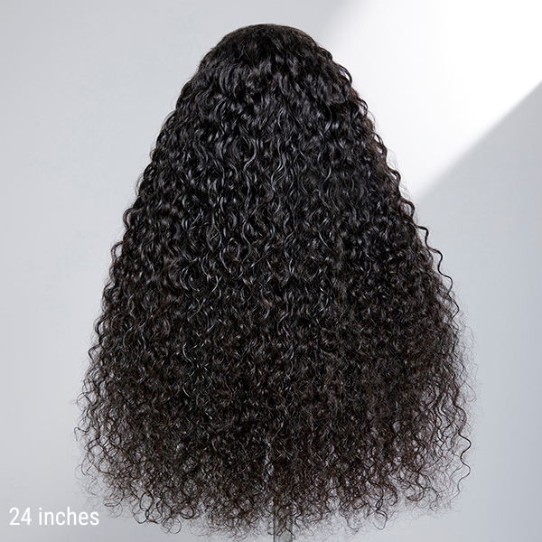 200% Density Water Wave 5x5 Closure HD Lace Glueless Long Wig 100% Human Hair