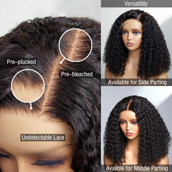 Flash Sale | Full Kinky Curly 5x5 Closure HD Lace Glueless Side Part Neck Length Wig 100% Human Hair