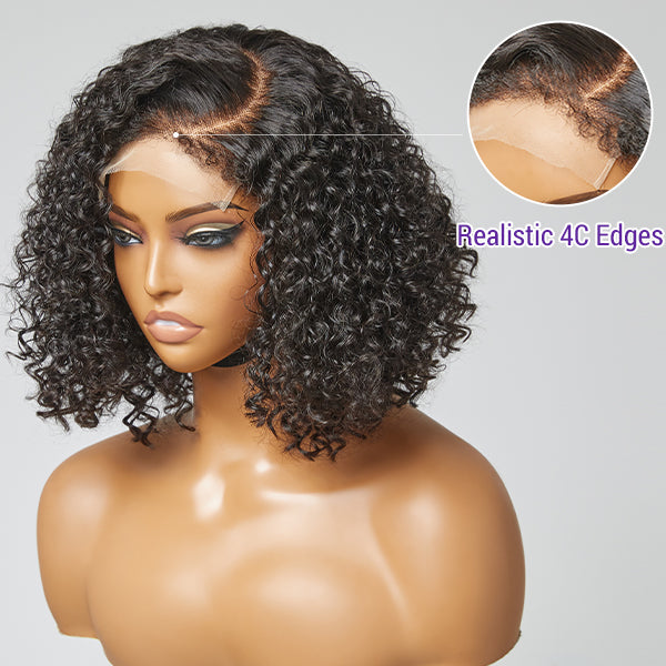Flash Sale | 4C Edges | Deep Wave Kinky Edges C Parted Glueless 5x5 Closure Lace Wigs | Afro Inspired