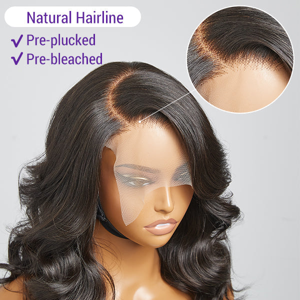 Layered Body Wave with Bangs 5x5 Closure Lace Glueless C Part Long Wig –  Luvme Hair