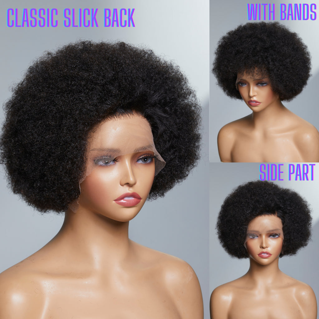 Retro & Vintage | Ultra Natural Afro Curl 13X2 Frontal Lace Short Wig 100% Human Hair