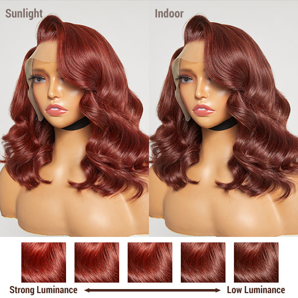 Limited Design | Copper Red Loose Body Wave 13x4 Frontal Lace C Part Long Wig 100% Human Hair
